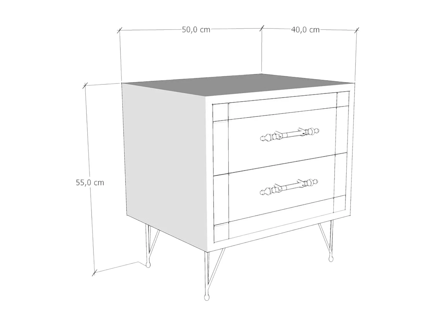 Chevet 2 tiroirs effet chêne, style industriel rustique MARFA