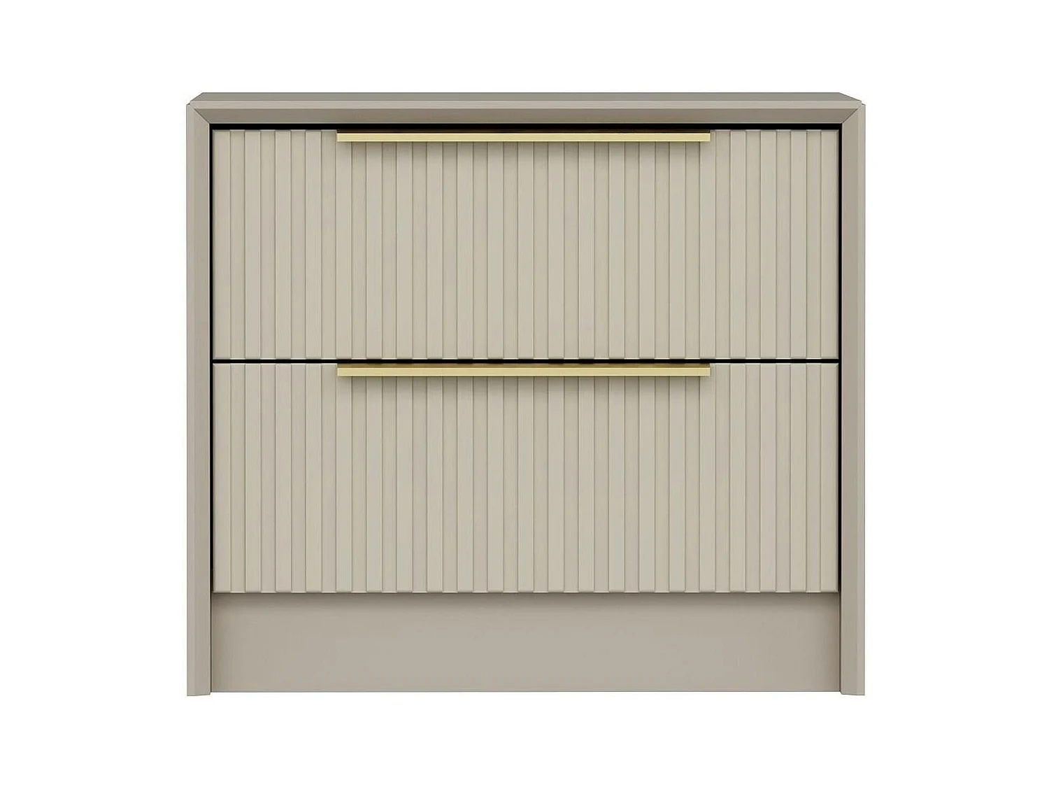 Table de chevet taupe 2 tiroirs rainurés, style moderne BYRON