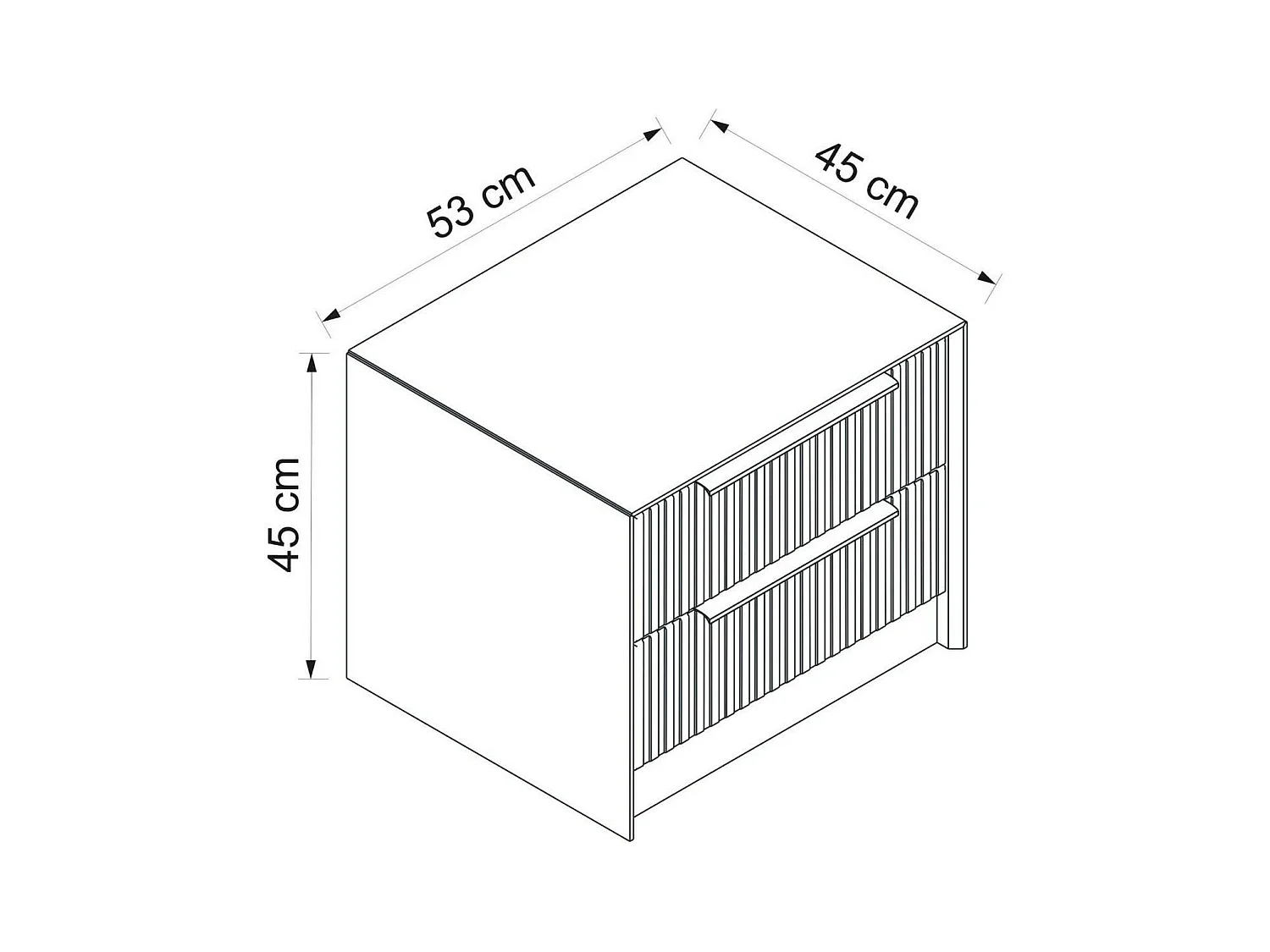 Table de chevet taupe 2 tiroirs rainurés, style moderne BYRON