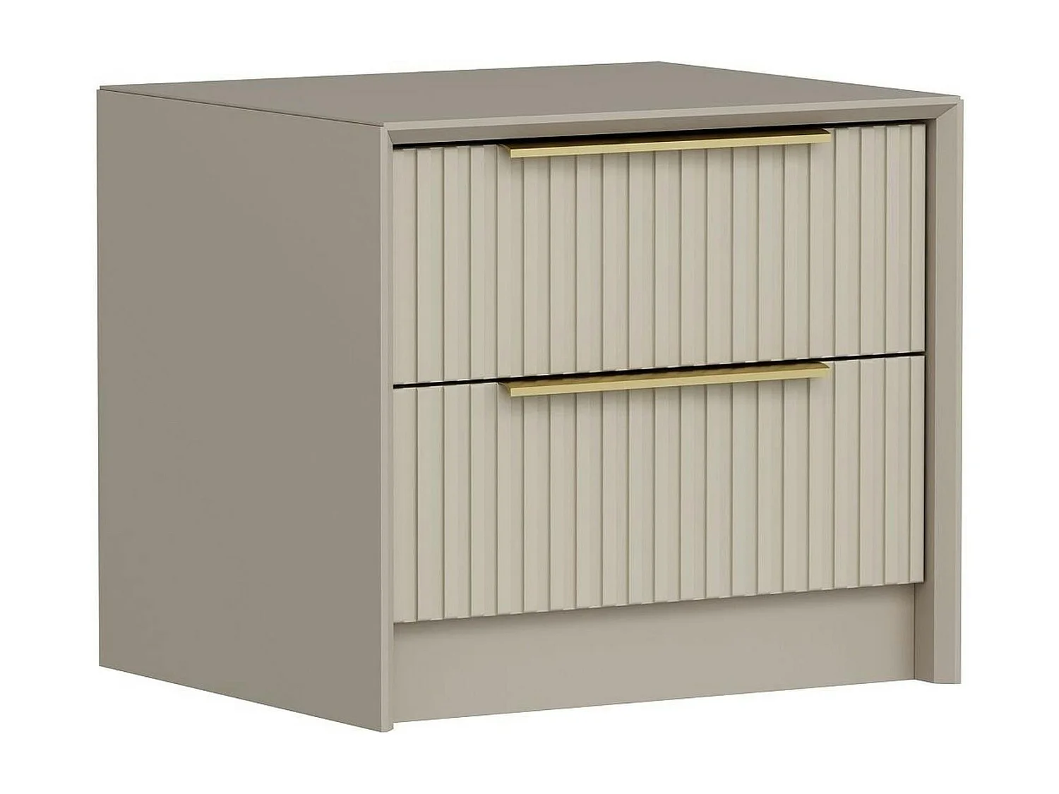 Table de chevet taupe 2 tiroirs rainurés, style moderne BYRON