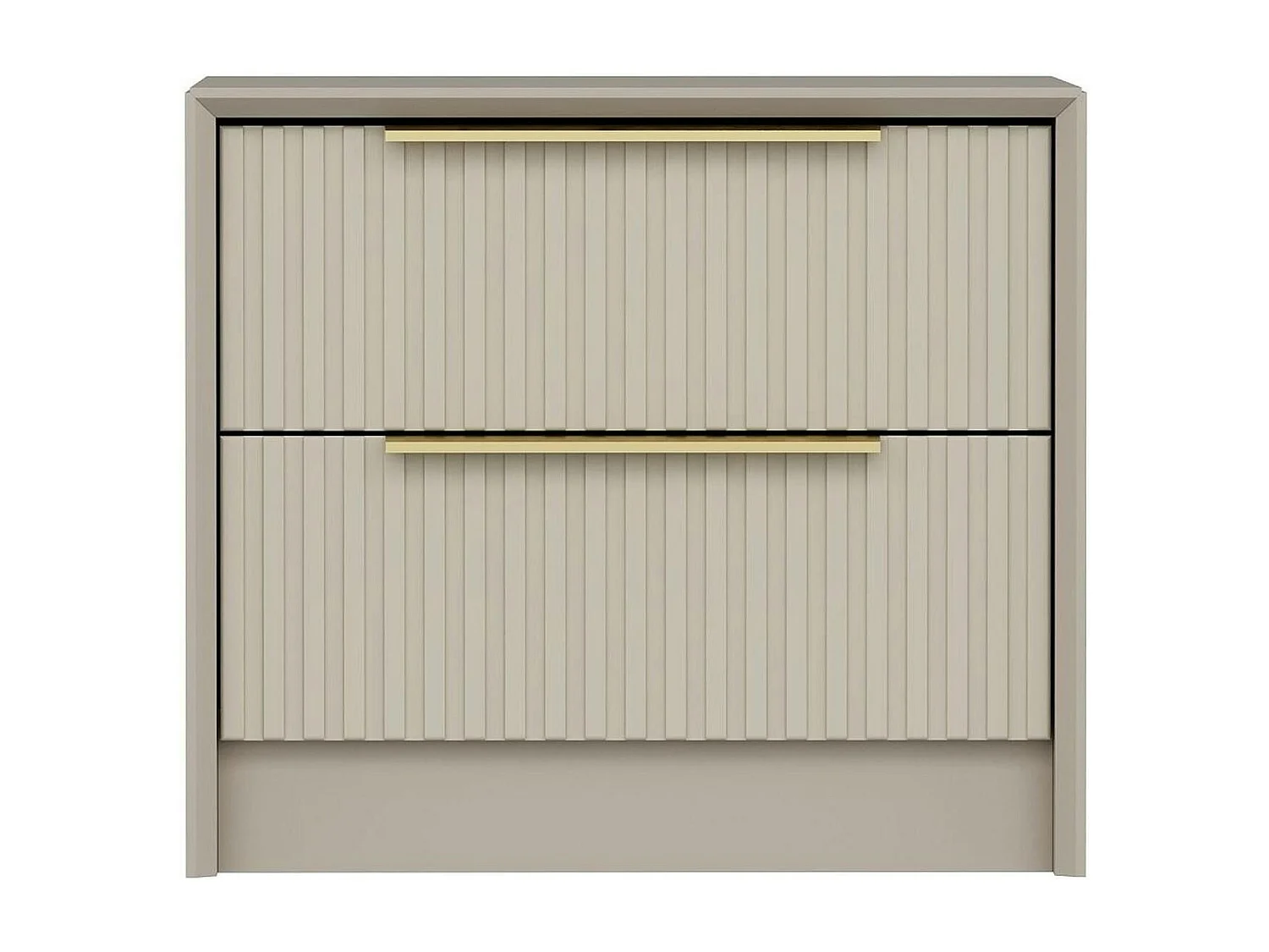 Table de chevet taupe 2 tiroirs rainurés, style moderne BYRON