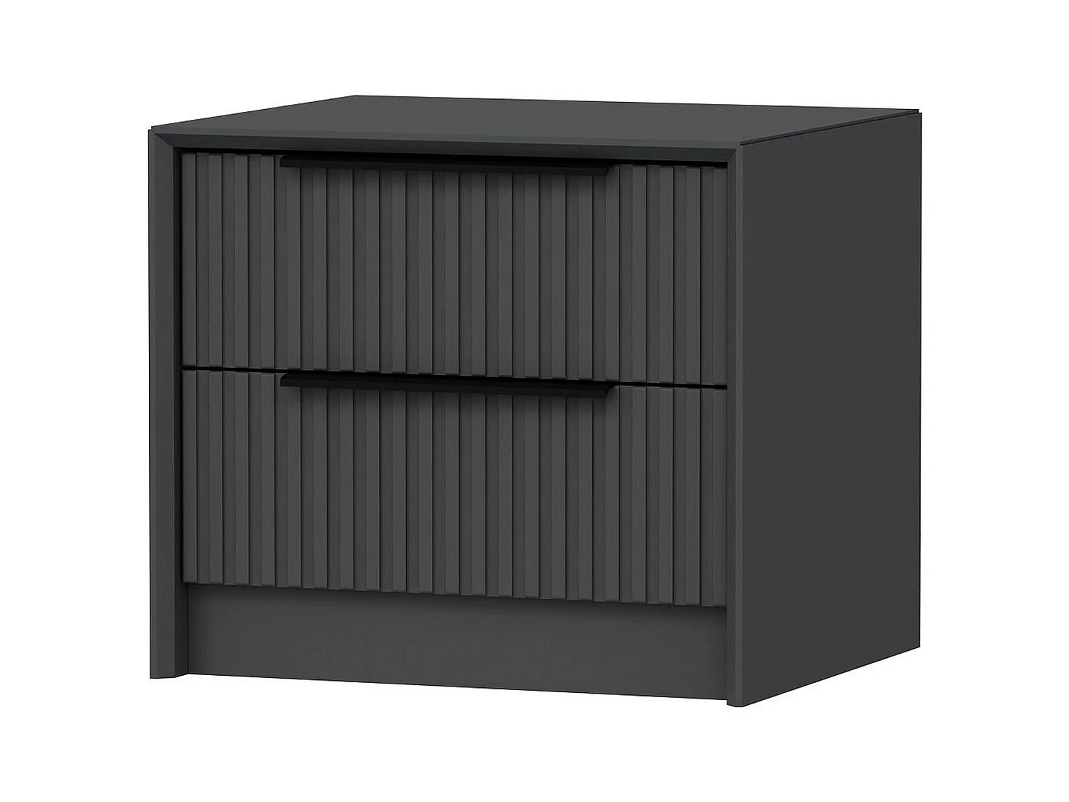 Table de chevet grise 2 tiroirs rainurés, style moderne BYRON