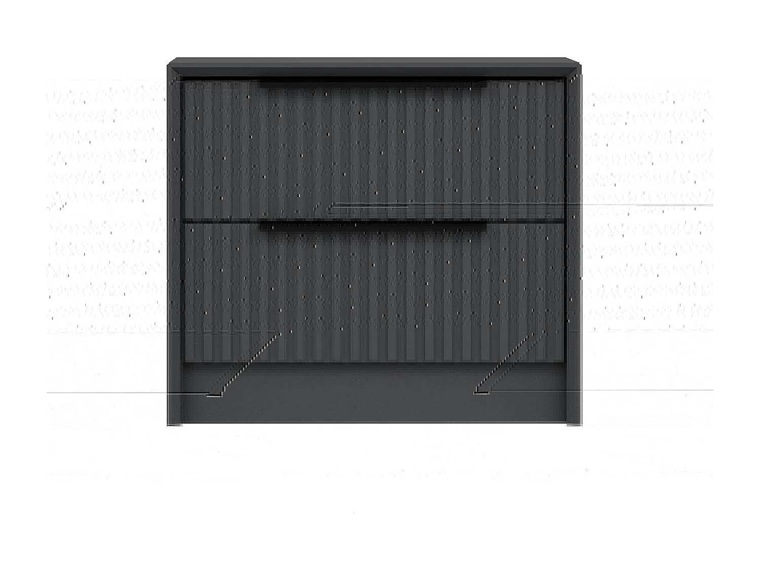 Table de chevet grise 2 tiroirs rainurés, style moderne BYRON