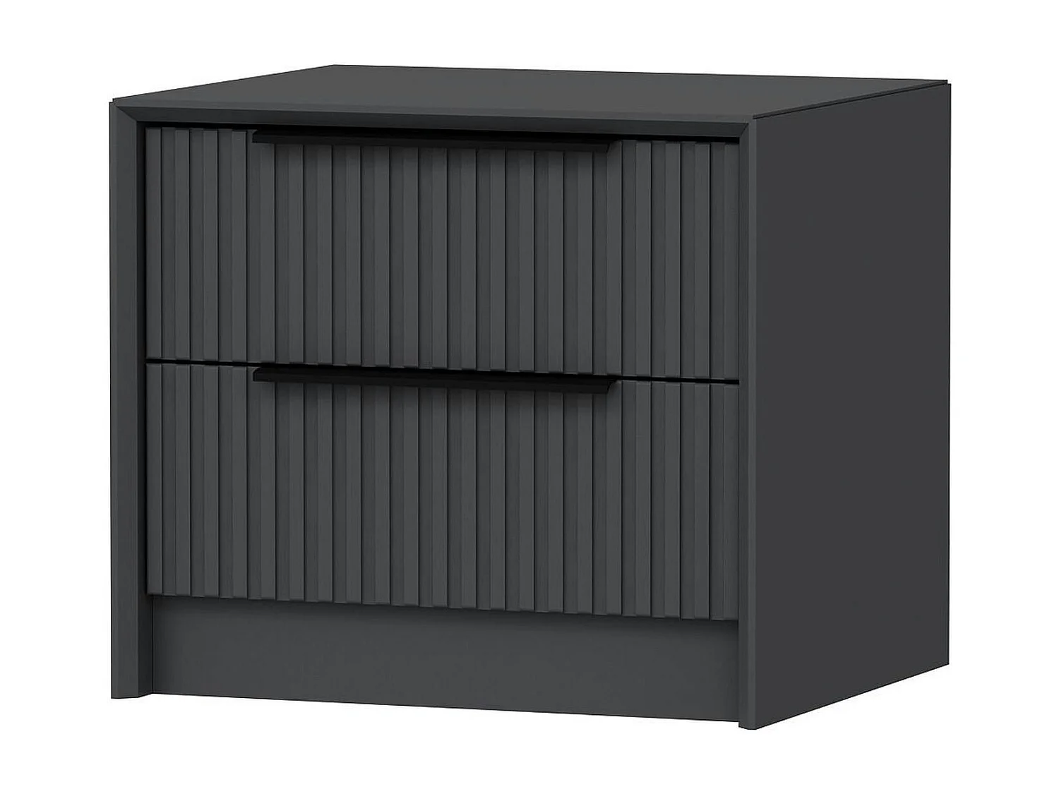 Table de chevet grise 2 tiroirs rainurés, style moderne BYRON