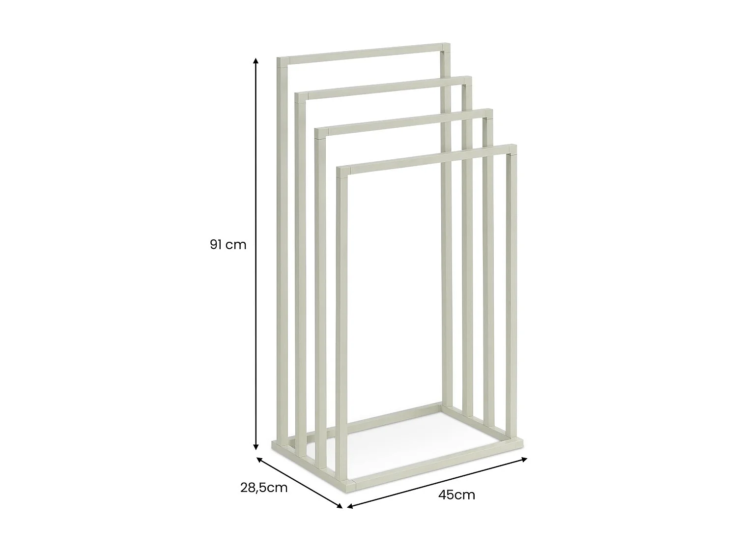 Porte-Serviettes sur Pied Senza en Métal Beige avec 4 Niveaux d'Étendage sur Différentes Hauteurs