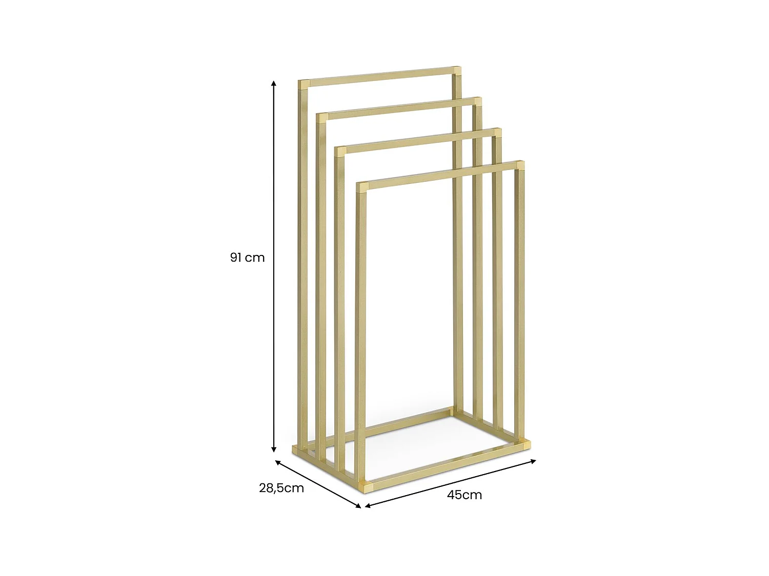 Porte-Serviettes sur Pied Senza en Métal Doré avec 4 Niveaux d'Étendage sur Différentes Hauteurs