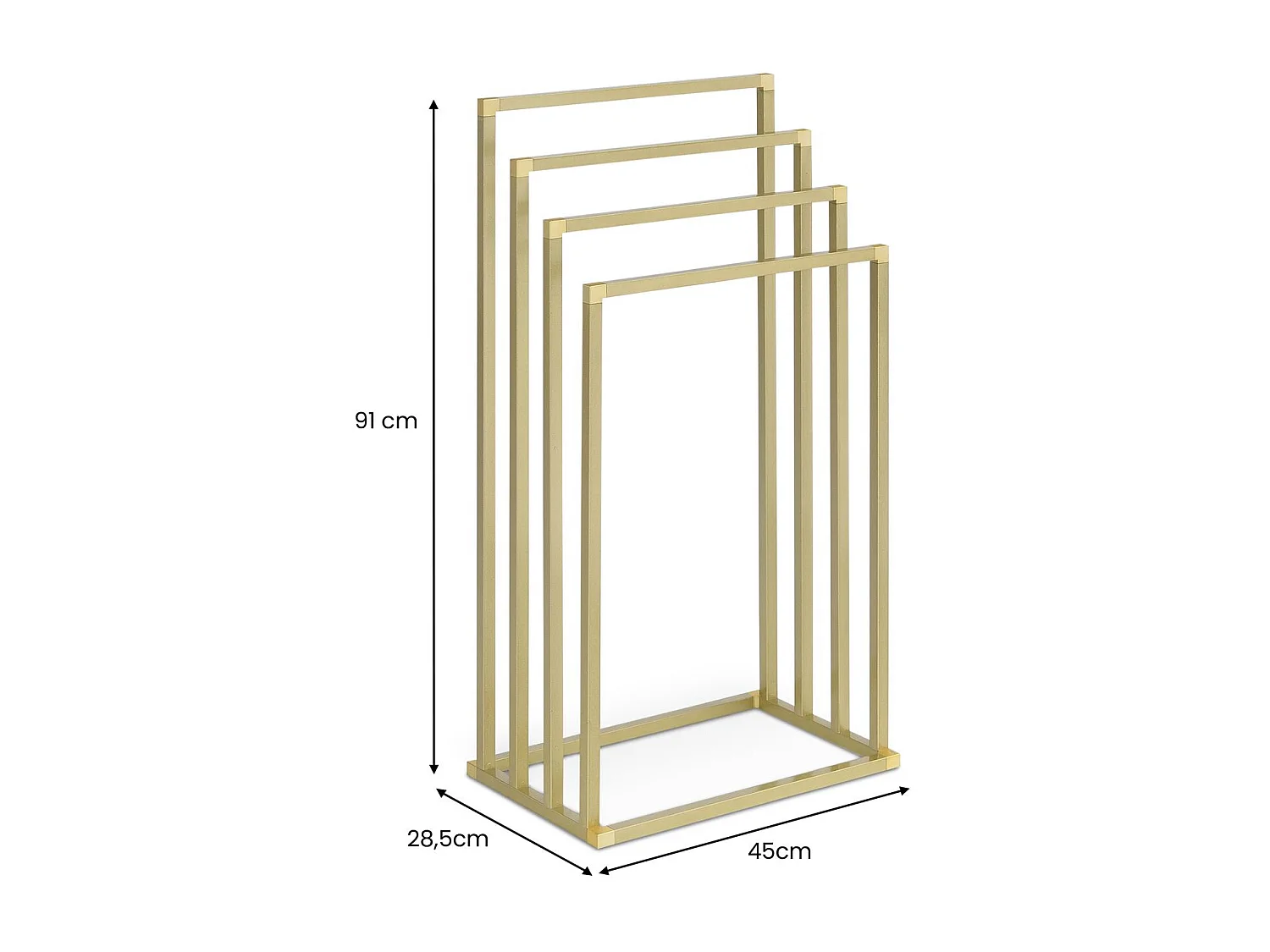 Porte-Serviettes sur Pied Senza en Métal Doré avec 4 Niveaux d'Étendage sur Différentes Hauteurs