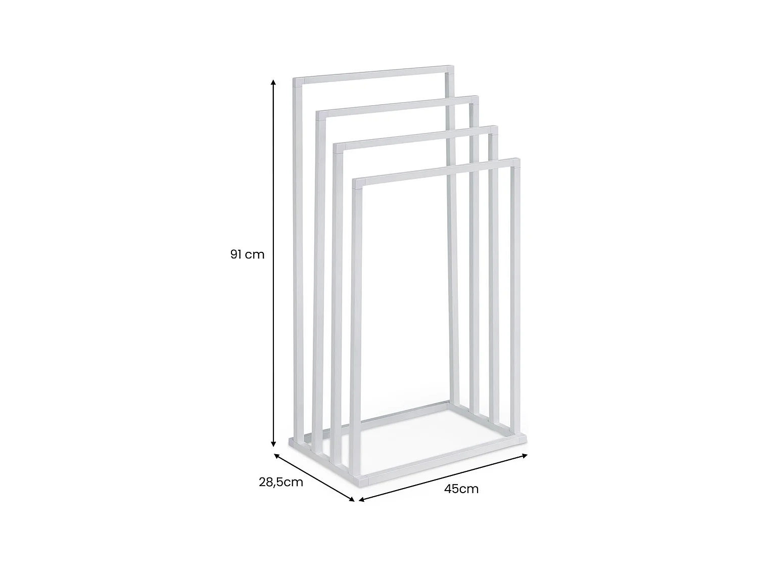 Porte-Serviettes sur Pied Senza en Métal Blanc avec 4 Niveaux d'Étendage sur Différentes Hauteurs