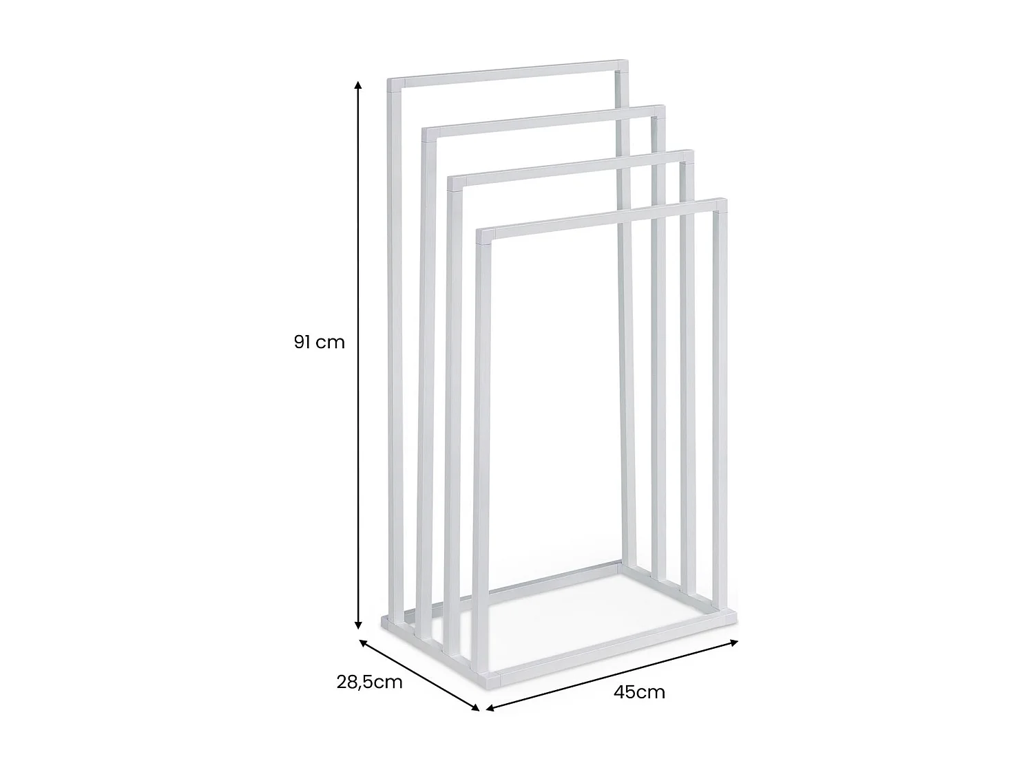 Porte-Serviettes sur Pied Senza en Métal Blanc avec 4 Niveaux d'Étendage sur Différentes Hauteurs
