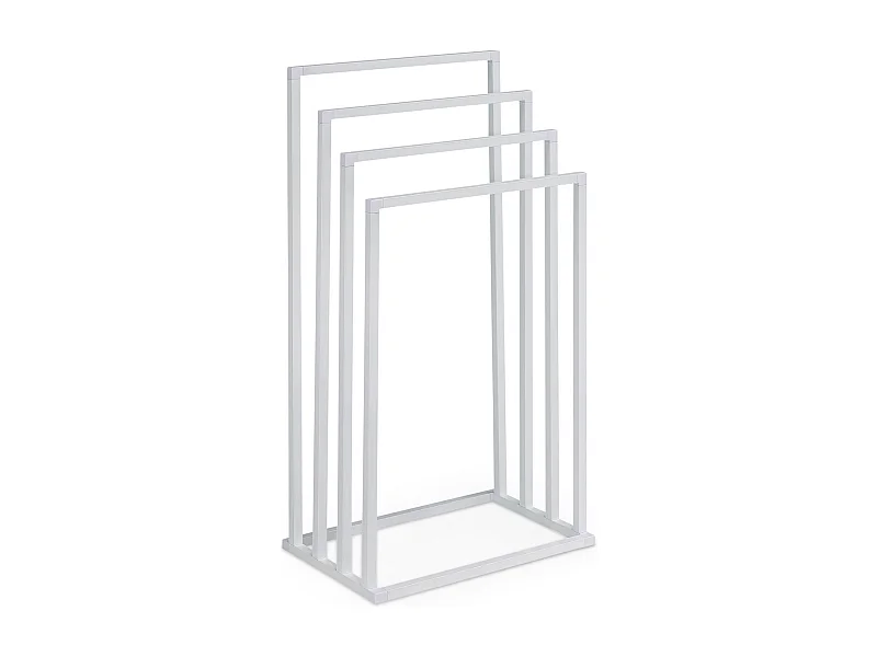 Porte-Serviettes sur Pied Senza en Métal Blanc avec 4 Niveaux d'Étendage sur Différentes Hauteurs