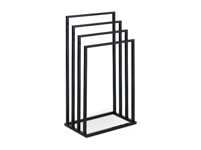 Porte-Serviettes sur Pied Senza en Métal Noir avec 4 Niveaux d'Étendage sur Différentes Hauteurs