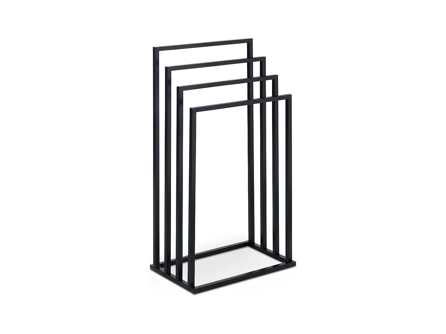 Porte-Serviettes sur Pied Senza en Métal Noir avec 4 Niveaux d'Étendage sur Différentes Hauteurs