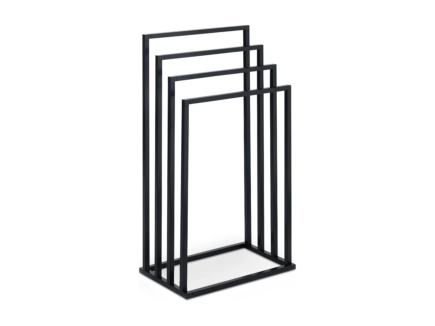 Porte-Serviettes sur Pied Senza en Métal Noir avec 4 Niveaux d'Étendage sur Différentes Hauteurs