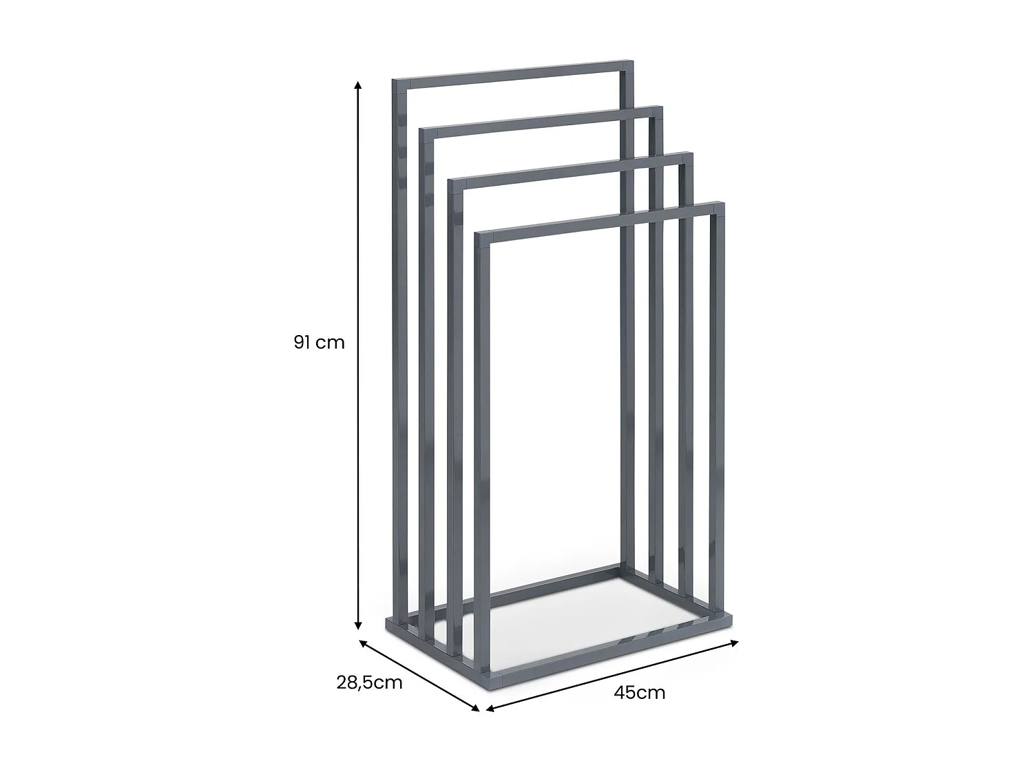 Porte-Serviettes sur Pied Senza en Métal Gris avec 4 Niveaux d'Étendage sur Différentes Hauteurs