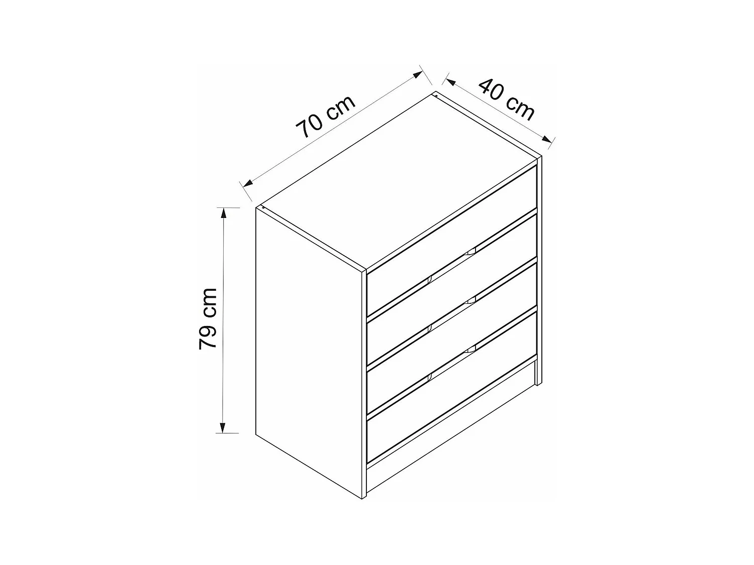 Petite commode moderne 4 tiroirs effet noyer & blanc BYRON