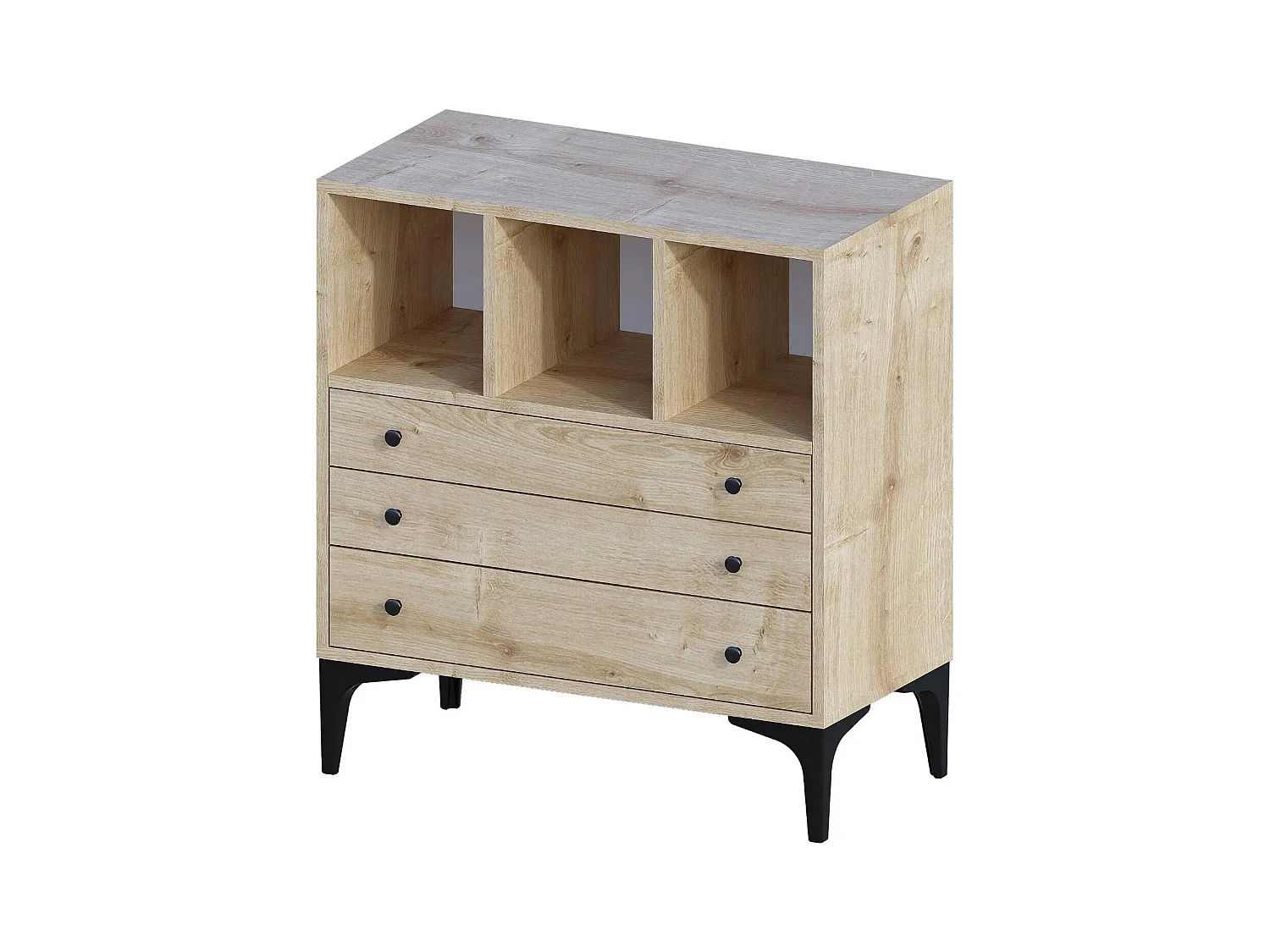 Petite commode 3 tiroirs et 3 niches décoratives JENA