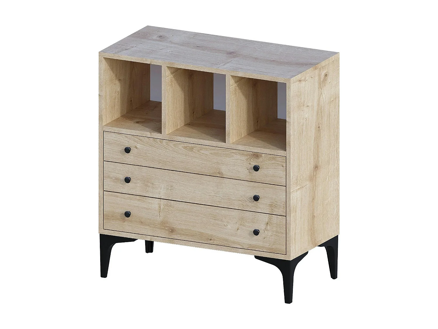 Petite commode 3 tiroirs et 3 niches décoratives JENA