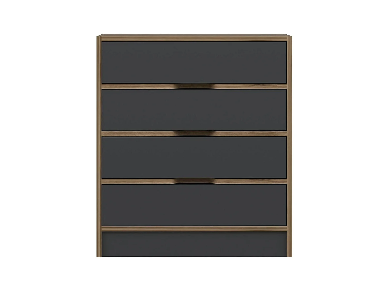 Petite commode moderne 4 tiroirs effet noyer & gris BYRON