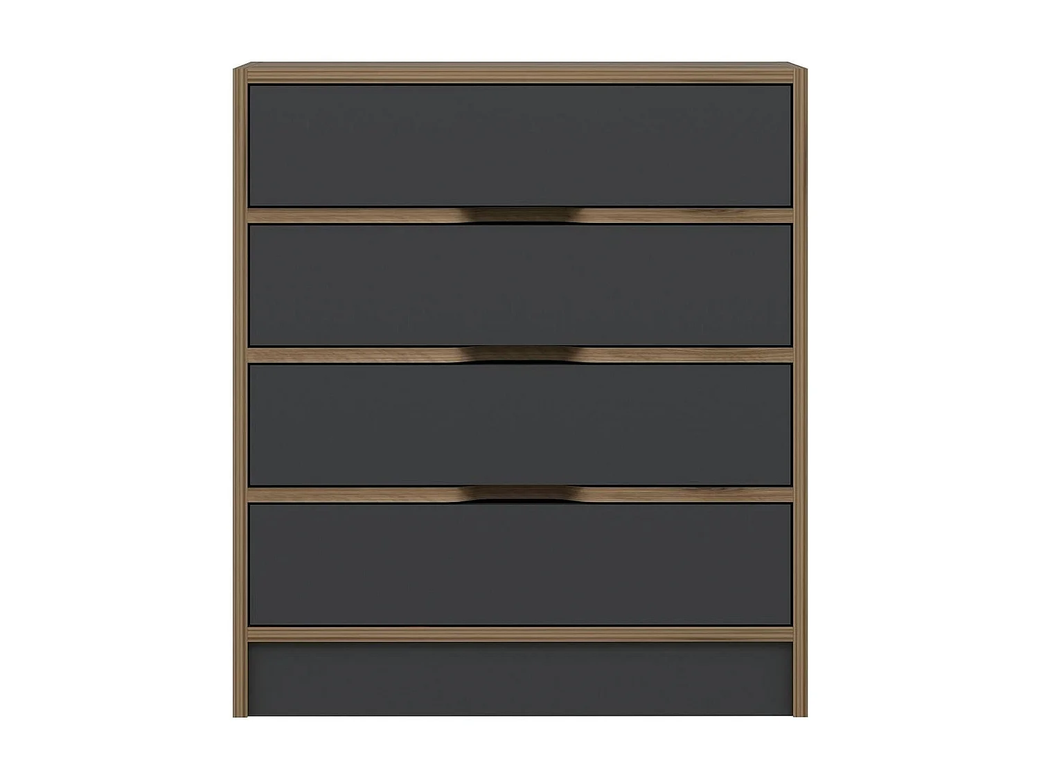 Petite commode moderne 4 tiroirs effet noyer & gris BYRON