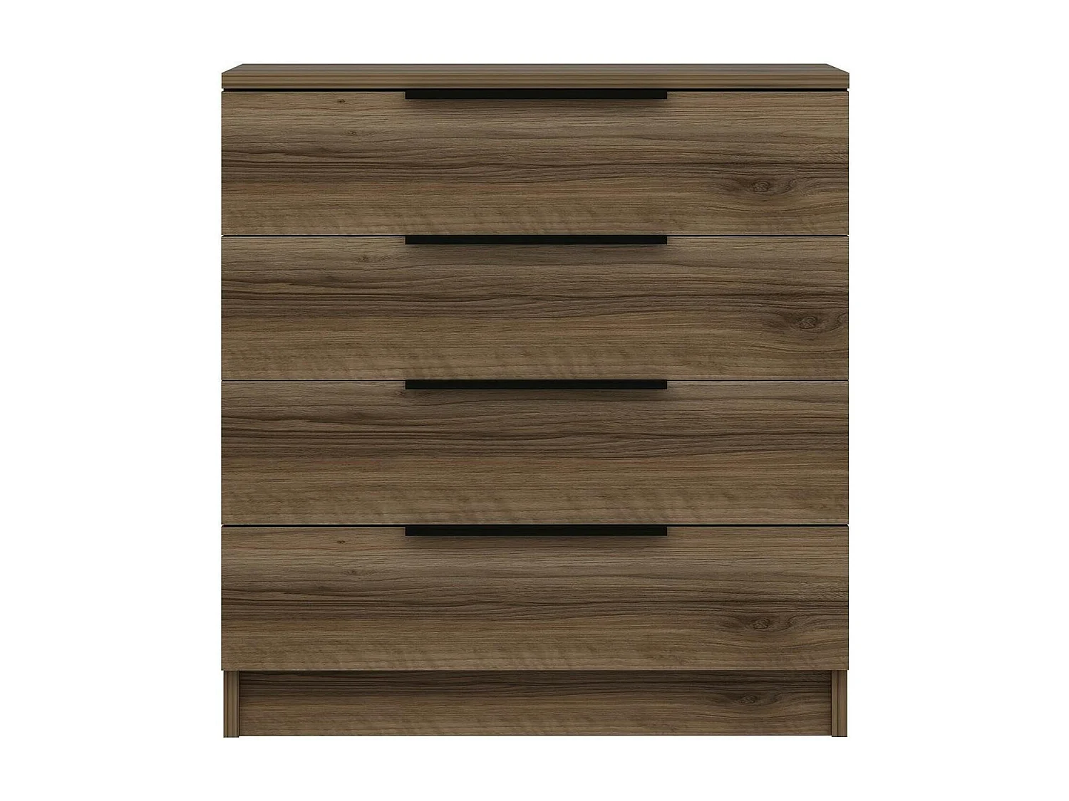 Petite commode moderne 4 tiroirs effet bois de noyer BYRON