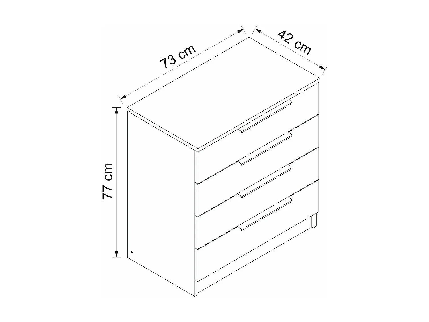 Petite commode moderne 4 tiroirs effet bois de noyer BYRON