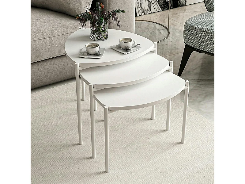Petite table gigogne blanche style moderne (lot de 3) JENA