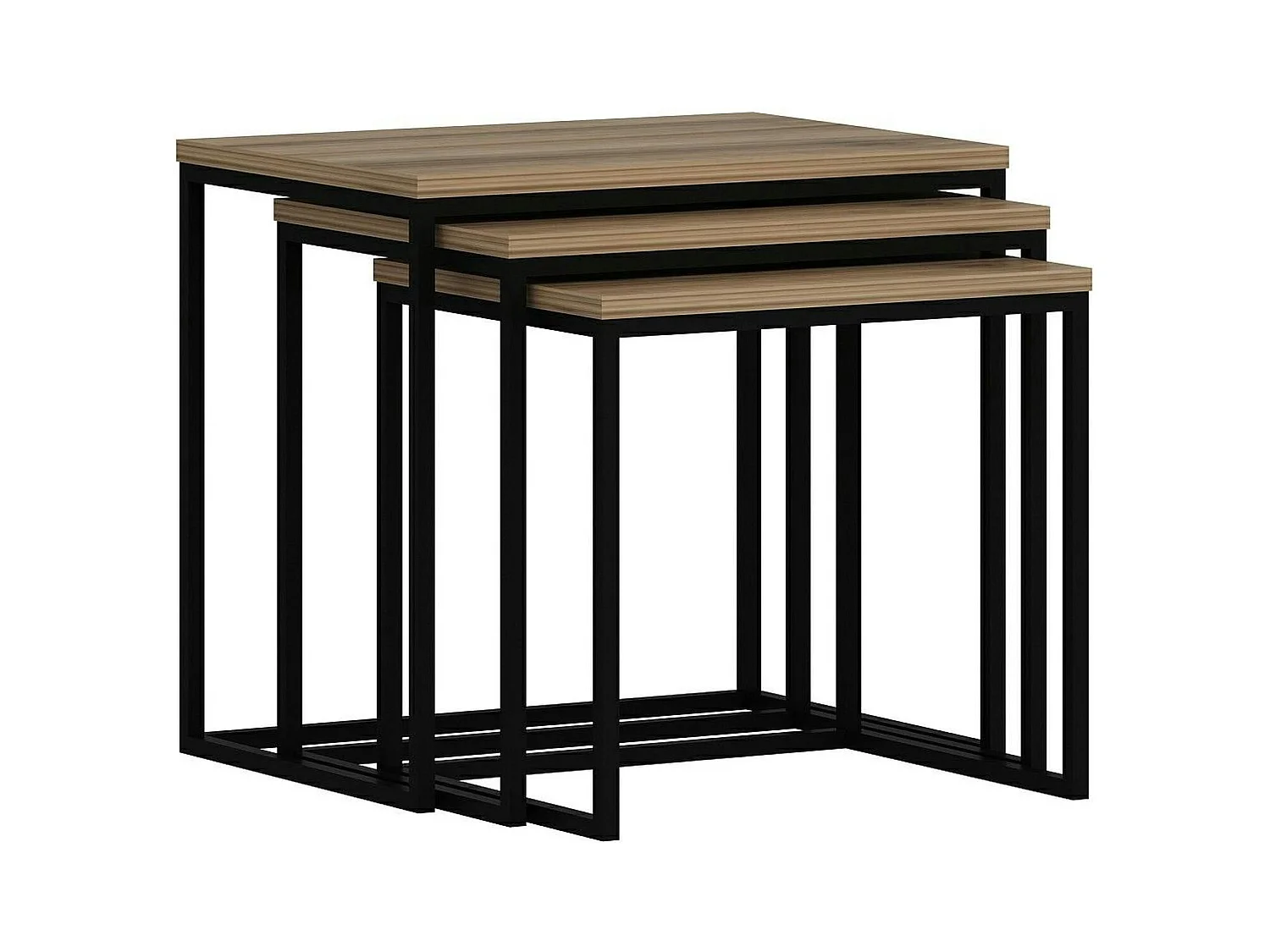 Table gigogne rectangulaire effet noyer (lot de 3) JENA