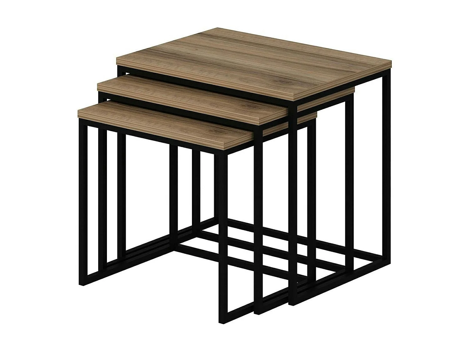 Table gigogne rectangulaire effet noyer (lot de 3) JENA