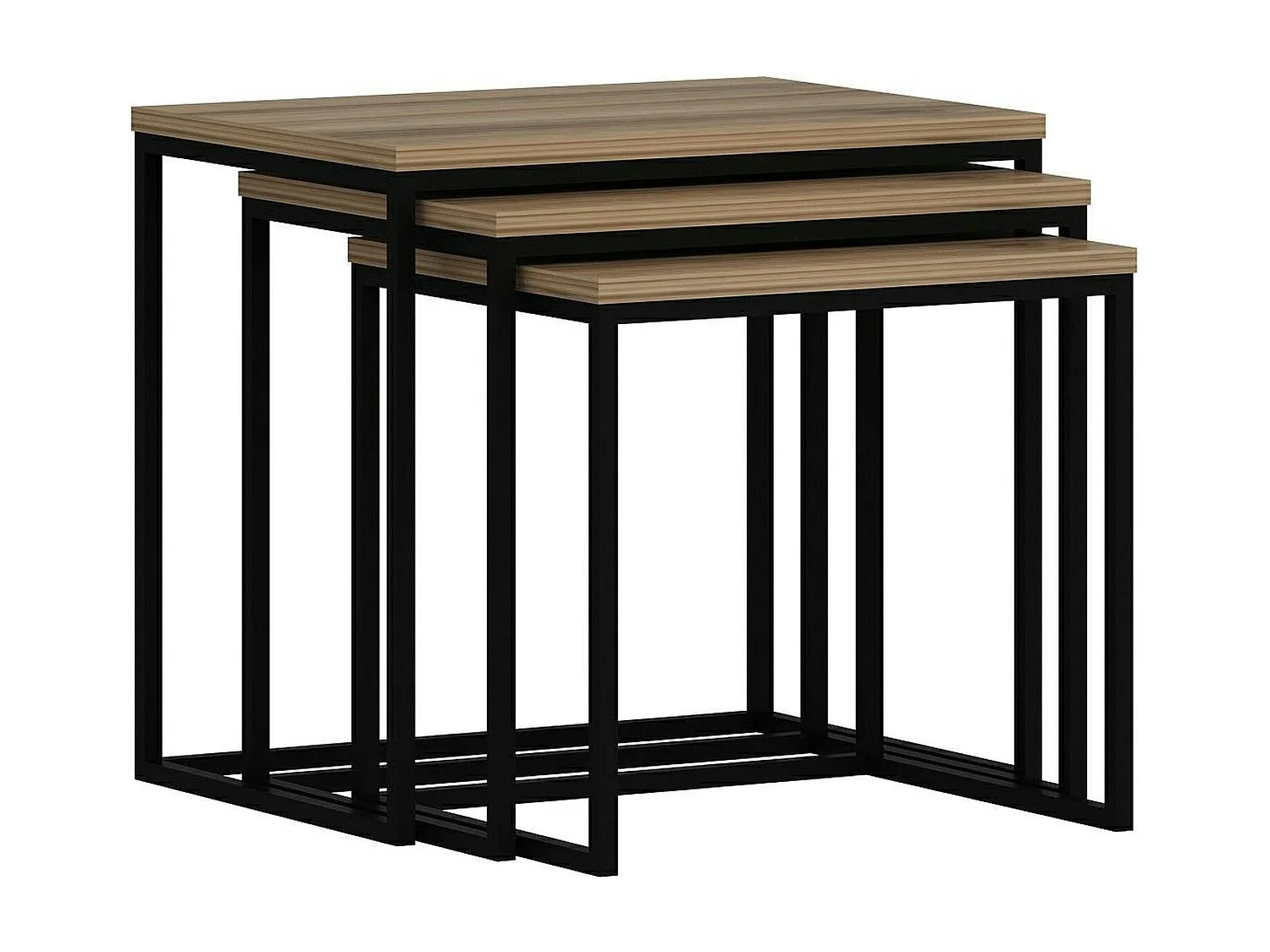 Table gigogne rectangulaire effet noyer (lot de 3) JENA