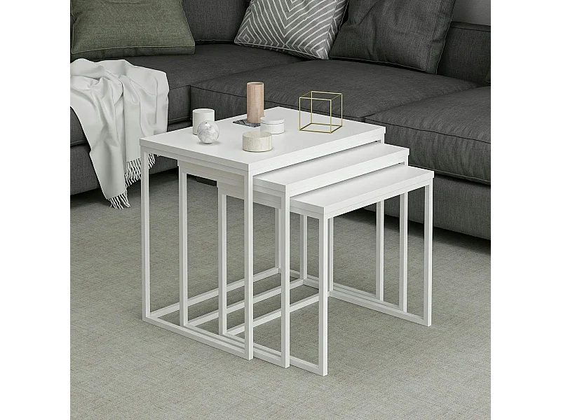 Table gigogne blanche rectangulaire (lot de 3) JENA