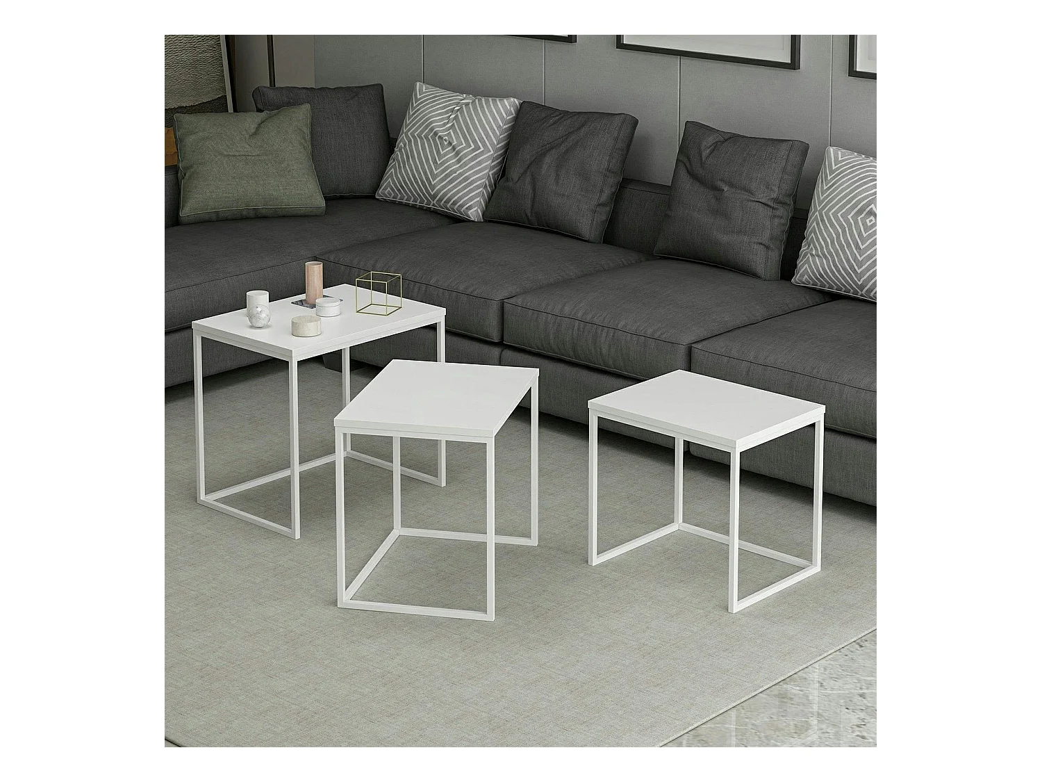 Table gigogne blanche rectangulaire (lot de 3) JENA