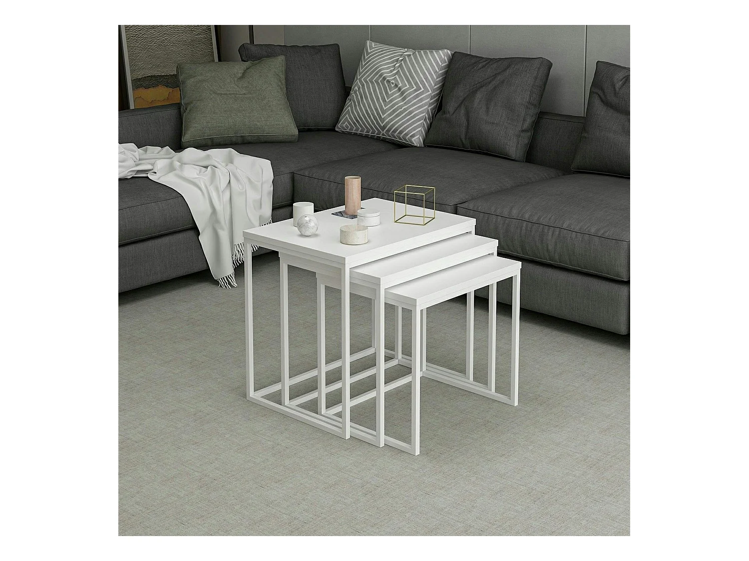 Table gigogne blanche rectangulaire (lot de 3) JENA