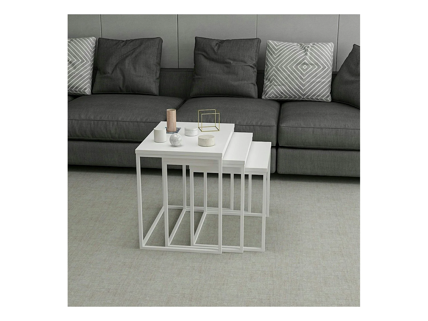 Table gigogne blanche rectangulaire (lot de 3) JENA
