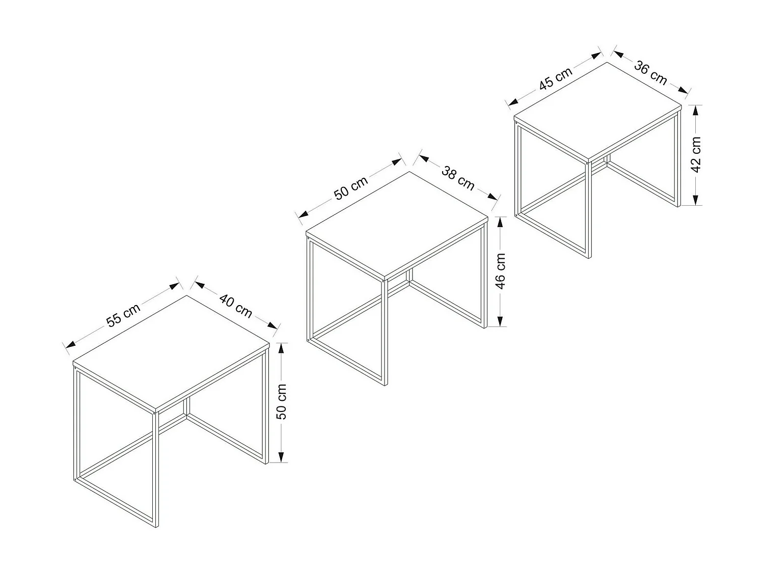 Table gigogne blanche rectangulaire (lot de 3) JENA