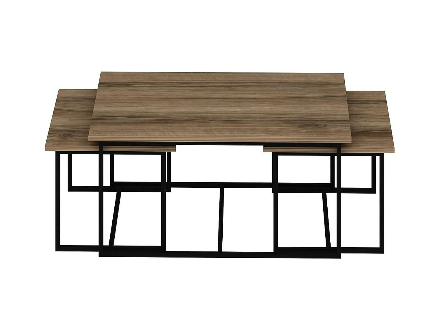 Table basse gigogne minimaliste effet noyer (lot de 3) JENA