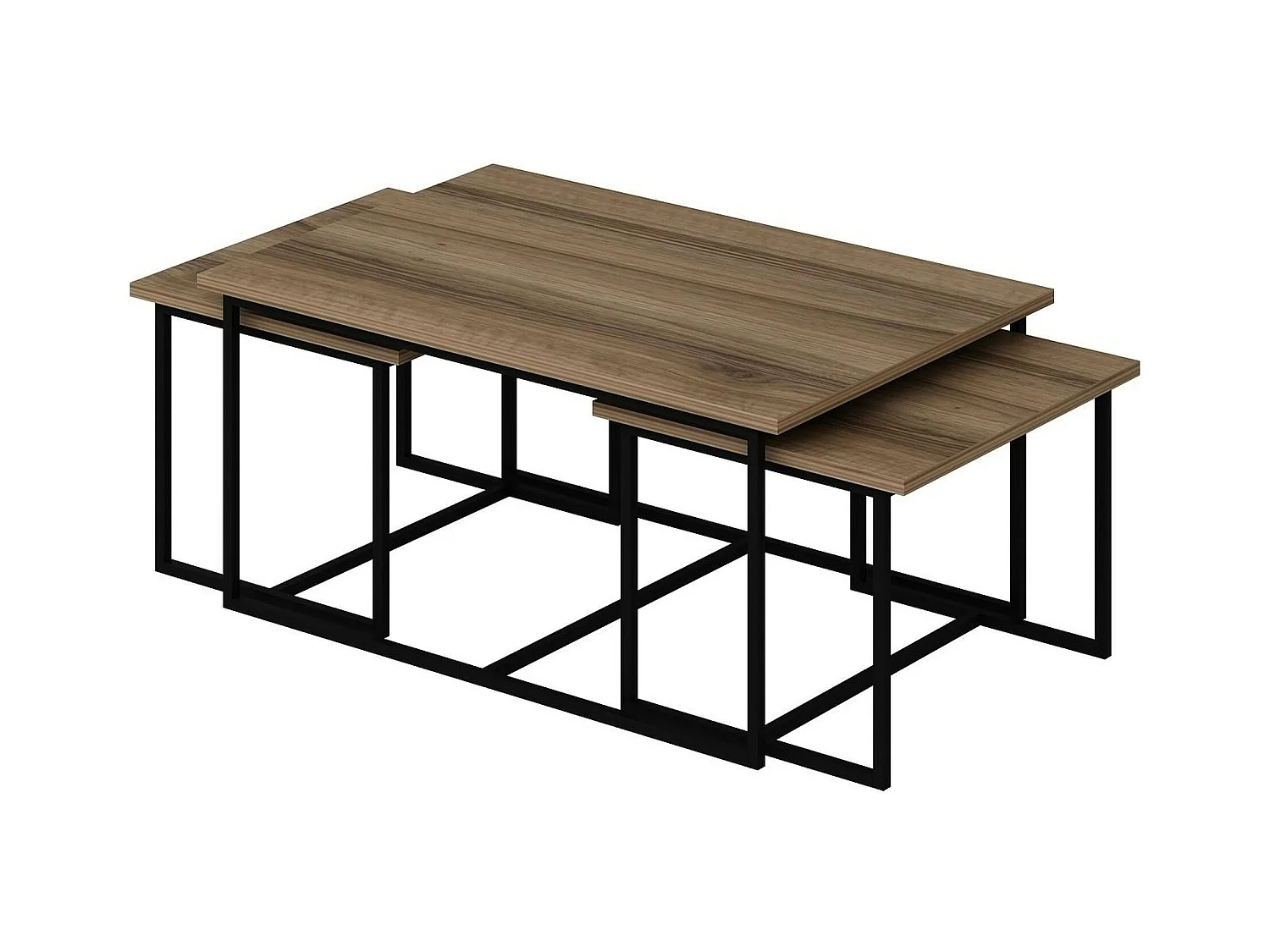 Table basse gigogne minimaliste effet noyer (lot de 3) JENA