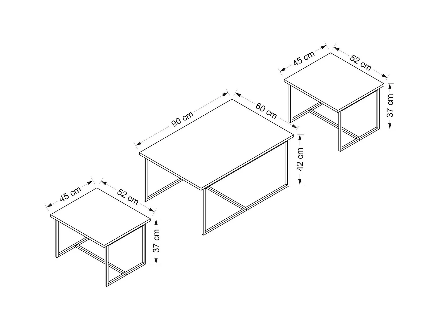 Table basse gigogne minimaliste effet noyer (lot de 3) JENA