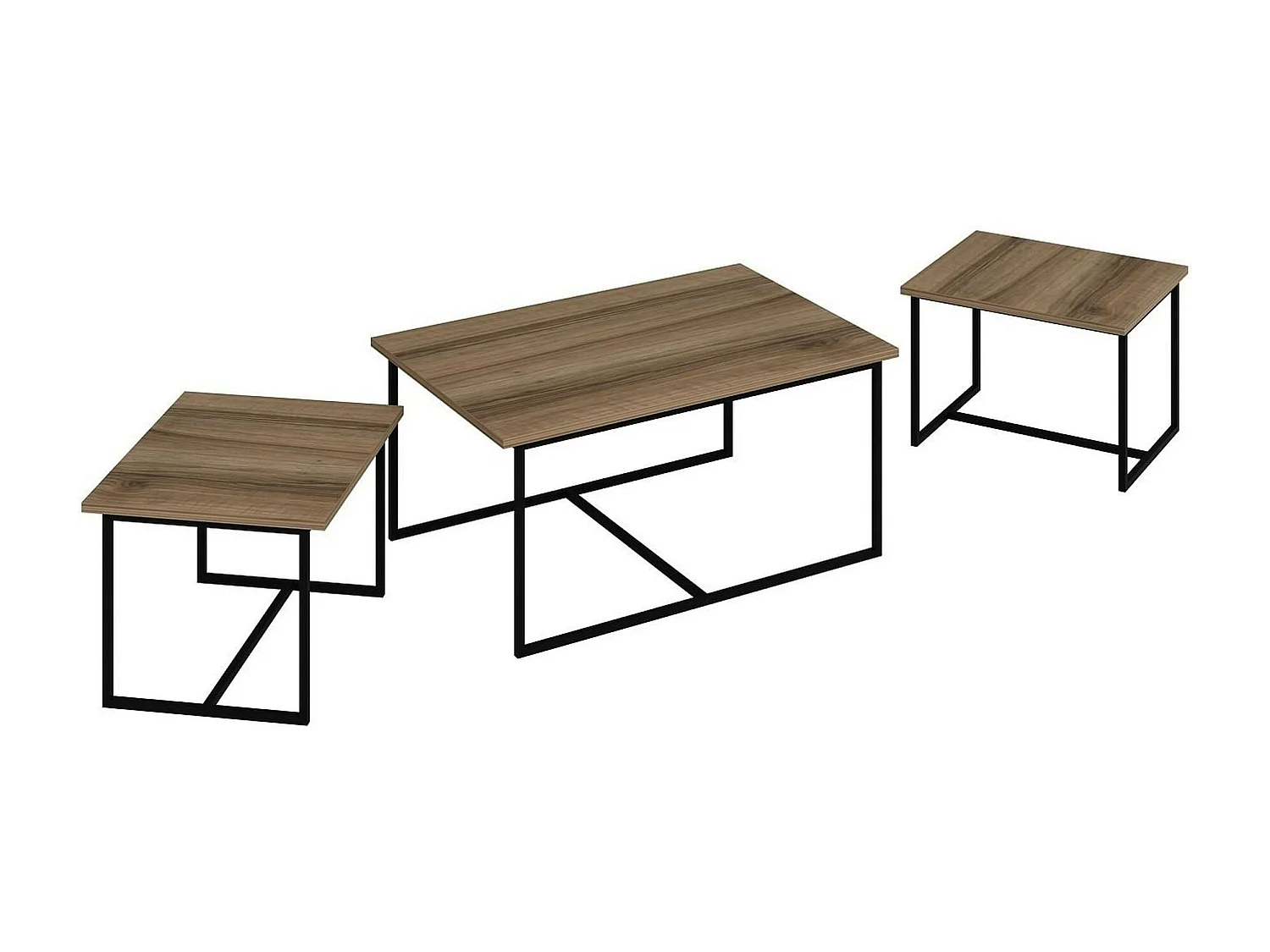 Table basse gigogne minimaliste effet noyer (lot de 3) JENA