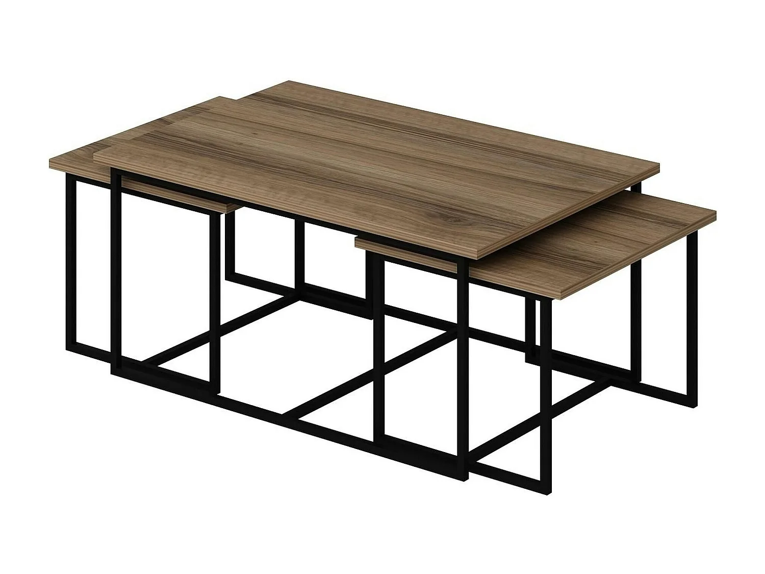 Table basse gigogne minimaliste effet noyer (lot de 3) JENA