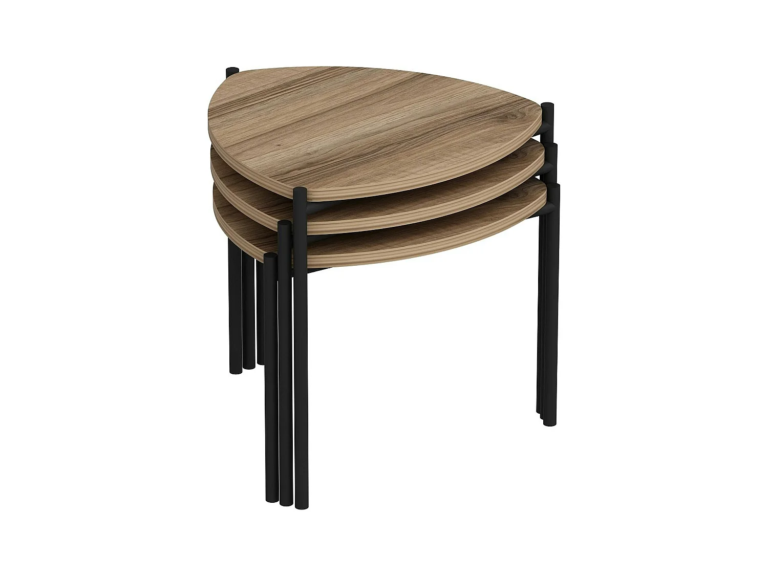 Petite table gigogne moderne effet noyer (lot de 3) JENA