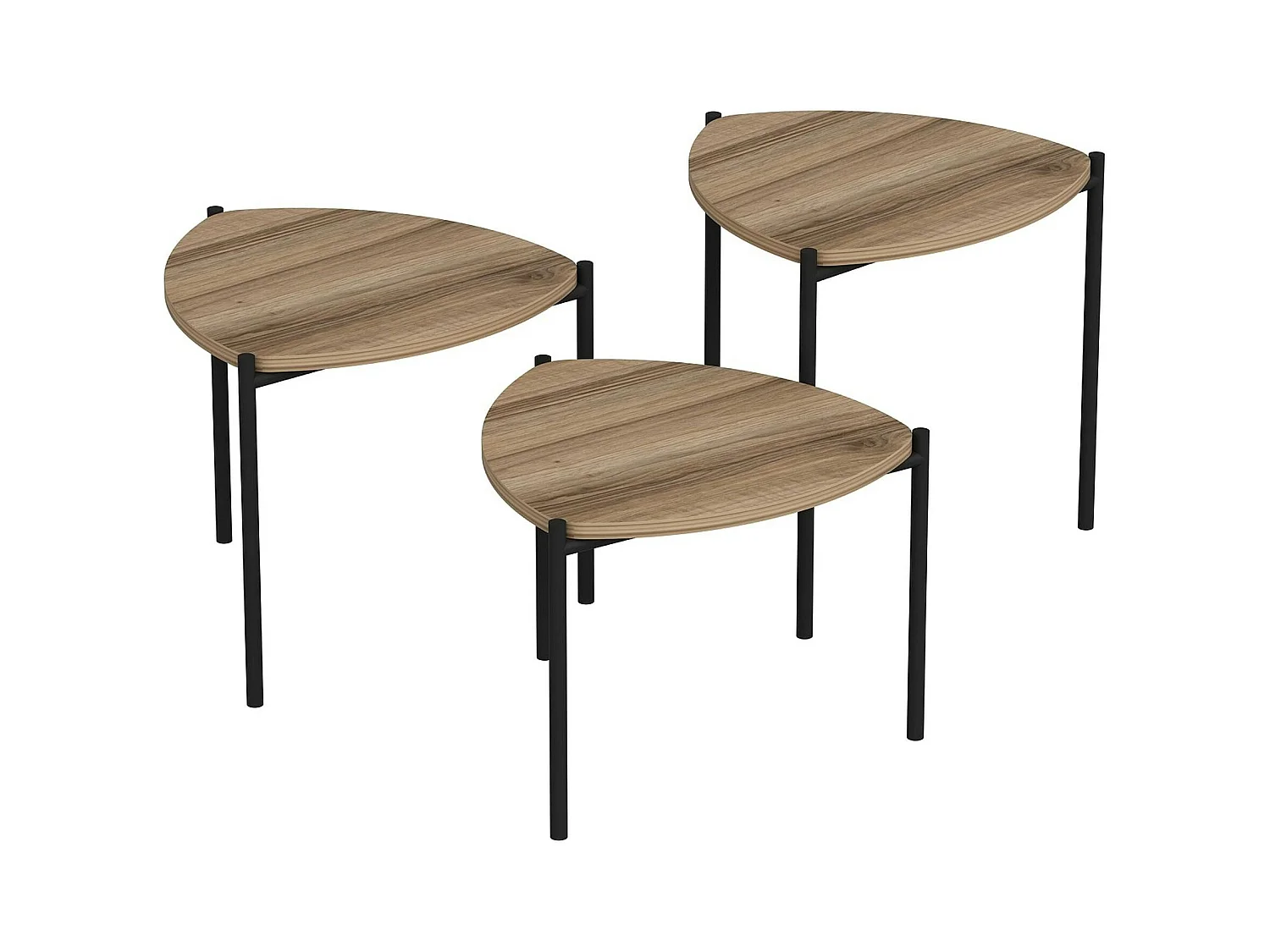 Petite table gigogne moderne effet noyer (lot de 3) JENA