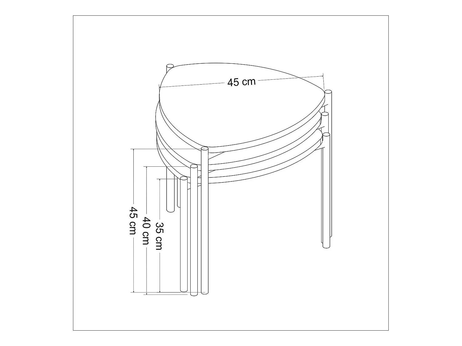 Petite table gigogne moderne effet noyer (lot de 3) JENA