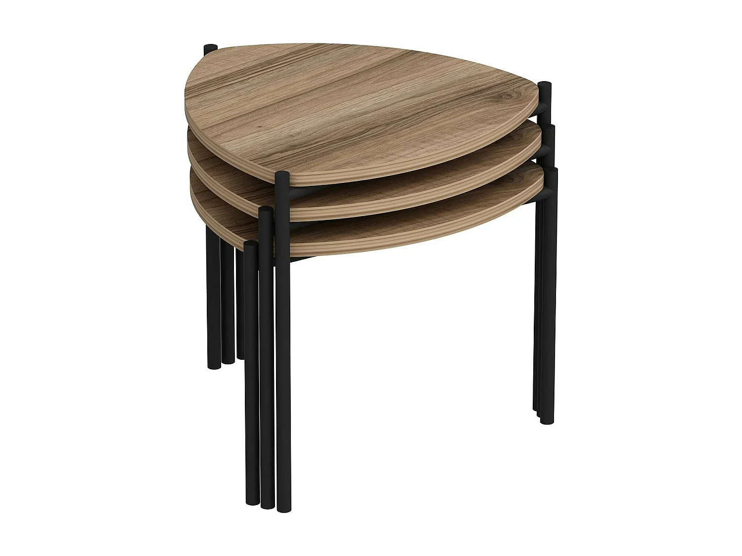 Petite table gigogne moderne effet noyer (lot de 3) JENA