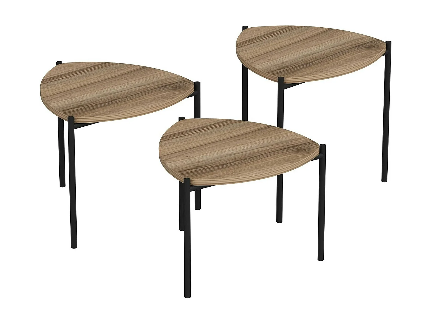 Petite table gigogne moderne effet noyer (lot de 3) JENA