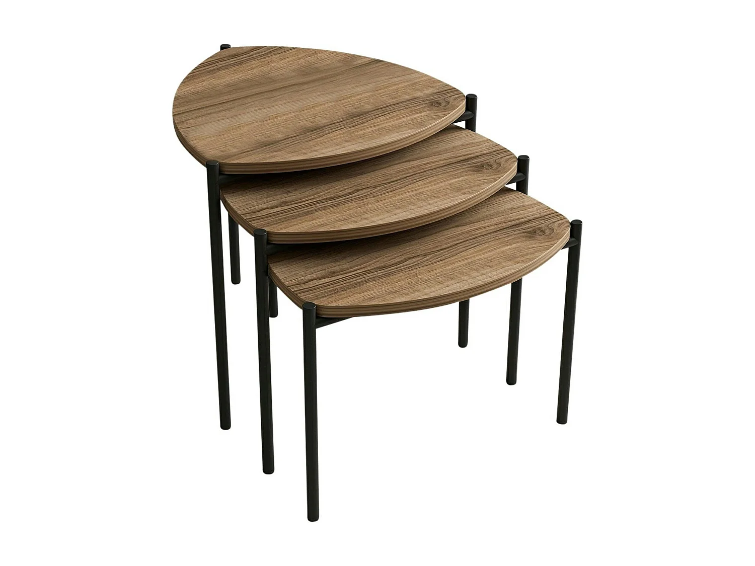 Petite table gigogne moderne effet noyer (lot de 3) JENA