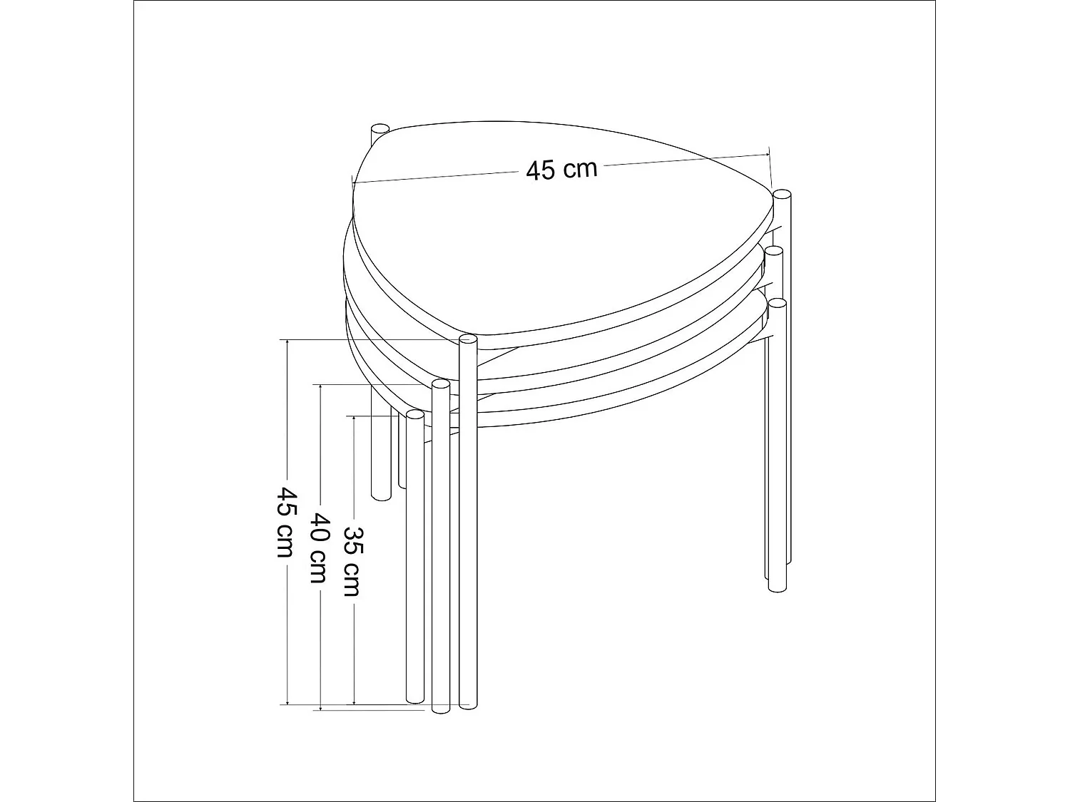 Petite table gigogne moderne effet noyer (lot de 3) JENA