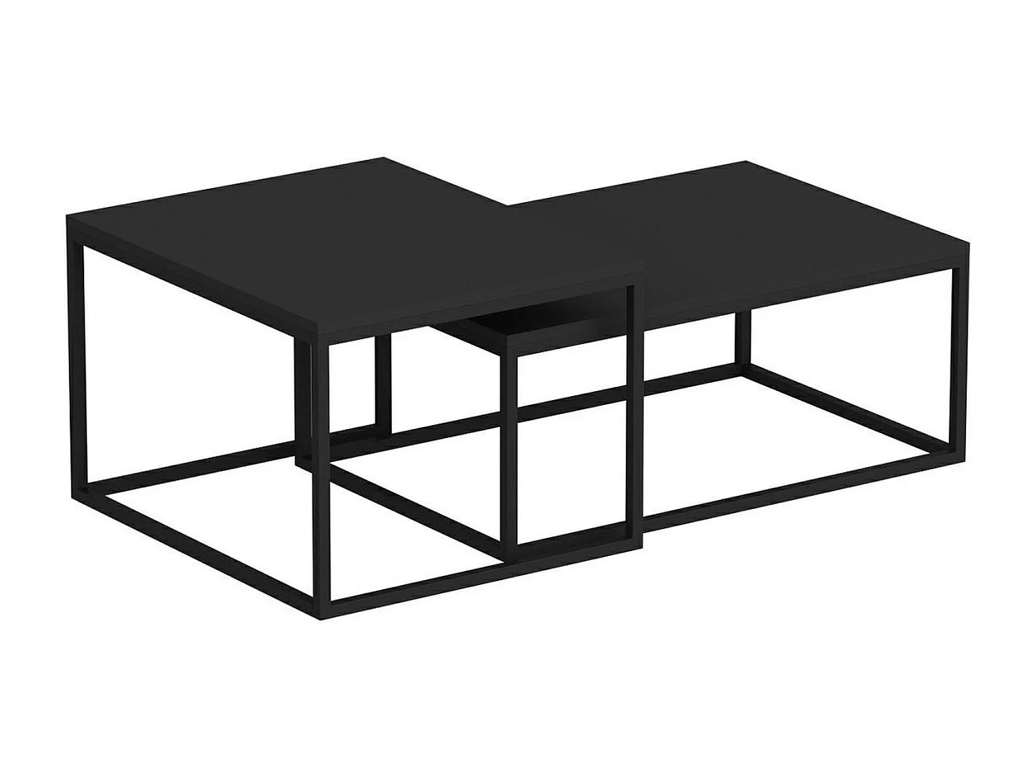 Table basse gigogne noire design moderne (lot de 2) JENA