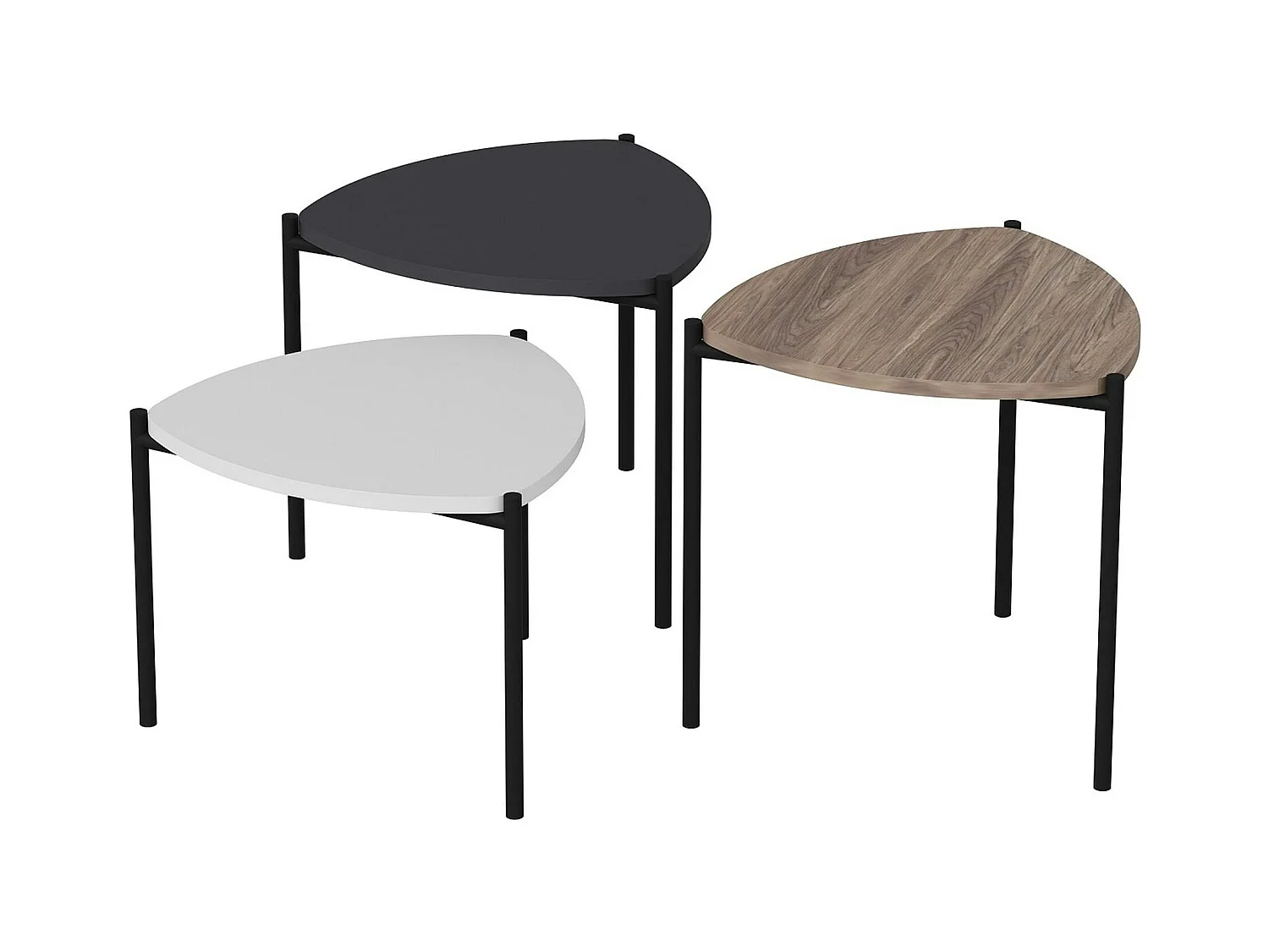 Petite table gigogne moderne 3 couleurs (lot de 3) JENA