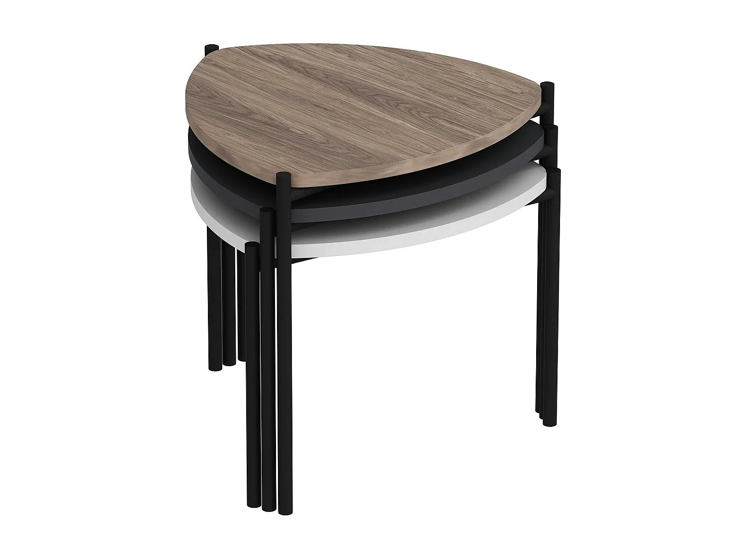 Petite table gigogne moderne 3 couleurs (lot de 3) JENA