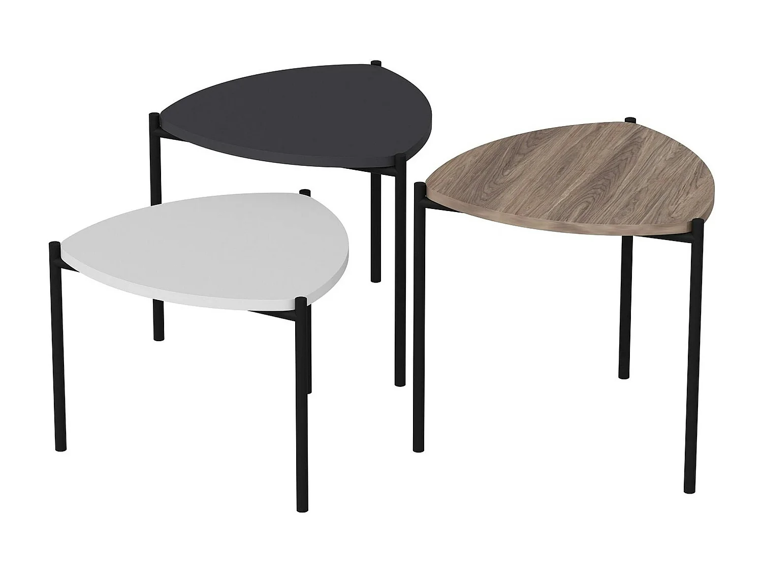 Petite table gigogne moderne 3 couleurs (lot de 3) JENA